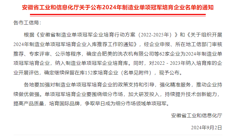 祝賀公司繼續(xù)獲2022－2023年單項(xiàng)冠軍培育企業(yè)（評(píng)估合格繼續(xù)留庫(kù)）！